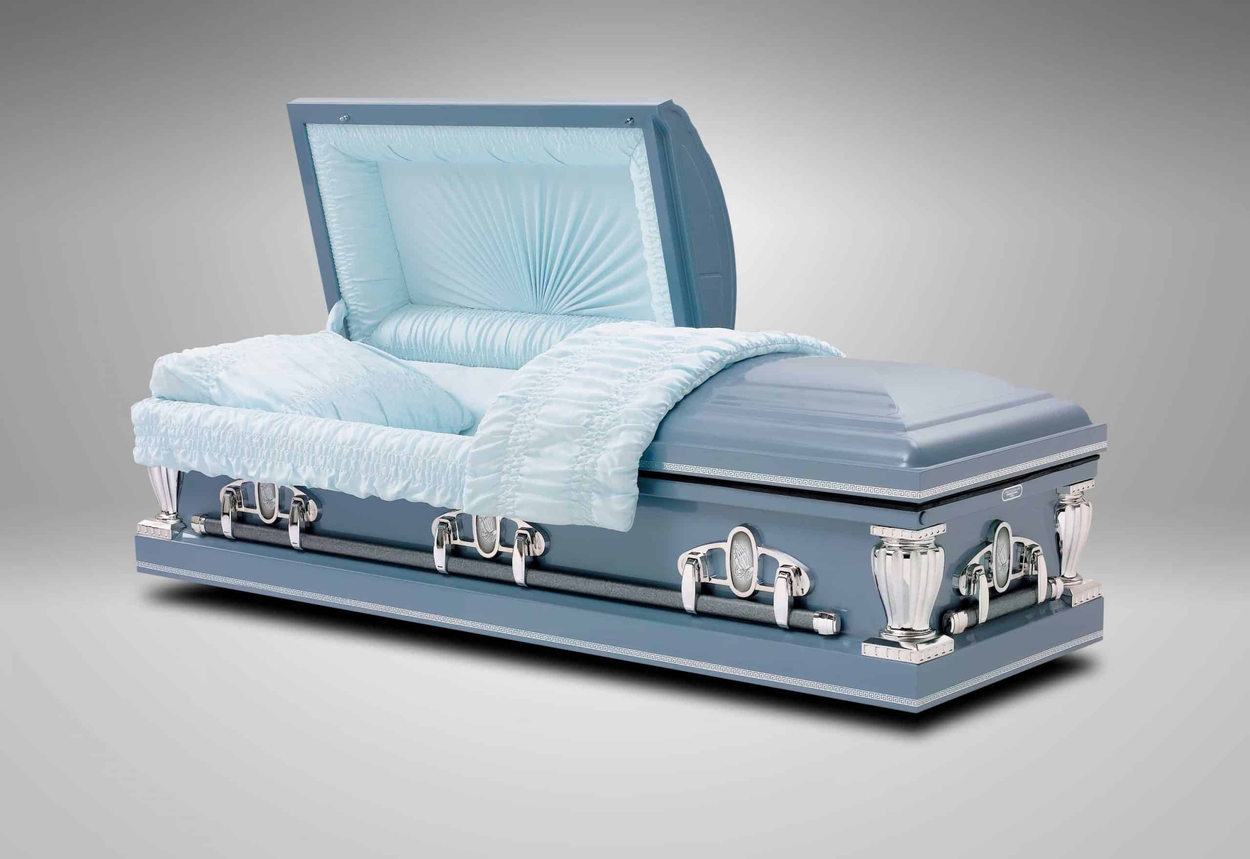 light blue casket