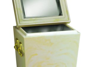 White Marble Tall Stainless Steel Lined Urn Vault